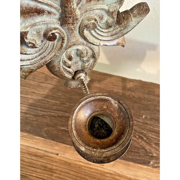 Vintage Set of 2 Metal Single Candle Wall Sconces Used Item - Picture 5 of 10